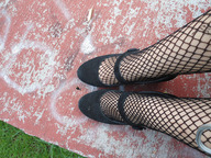 collage micro shoes shrunken_men fishnets shrunken_man hanna sidewalk downward_angle peque