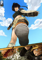 giantess comic final_fantasy story foot_crush cloud yuffie_kisaragi point_of_view giantessfan running_away