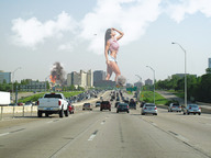 collage city mega destruction helicopter brunette wonderslug fire walking skyscraper highway vehicles athletic sky michelle_lewin