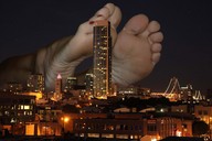 collage city mega toes barefoot buildings soles unknown_artist night sky pedicure giantess_feet city_lights