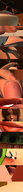 breasts micro feet comic toes skirt high_heels glasses green_eyes climbing brunette lips short_hair shrunken_men eye unaware body_exploration finger_nails nail_polish point_of_view boomgts digital_render