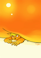 drawing giantess crush furry blonde color red_eyes ducky shrunken_men shrunken_man