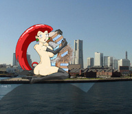 drawing giantess chief collage city color destruction anime red_hair jessie_(pokémon)