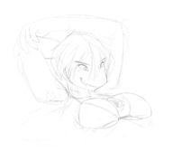 drawing giantess shark monochrome swimsuit water ocean wet ducky sketch looking_down cruel swimming looking_at_victim between_breasts