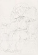 drawing furry monochrome ducky sitting throne temple