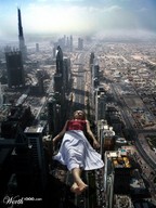 giantess collage city blonde barefoot skirt surrealism lying_down people streets vehicles crowds