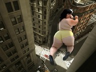 giantess collage city street unknown_artist bbw crawling vehicles between_buildings downward_angle