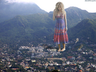 giantess collage city barefoot dress shakira looking_down mountains curly_hair hills accasbel alcapulco