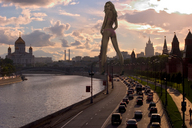 giantess collage city blonde swimsuit high_heels streets vehicles curly_hair karolina_kurkova accasbel mosow