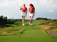collage blonde brunette wonderslug legs grass foot_print giantesses golf sneakers outdoors sports golfers cap michelle_wie natalie_gulbis