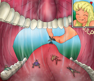 drawing giantess micro vore blonde color tongue teeth saliva inside_mouth dangle riviera4