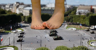 collage barefoot military tank unknown_artist people streets pedicure giantess_feet