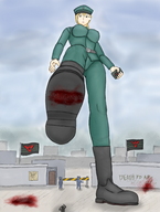 drawing giantess blonde color blood gore boots foot_crush uniform yamumil papers_please customs