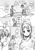 breasts drawing nude manga blonde monochrome futanari seo_tatsuya smiling shrunken_men english looking_at_victims