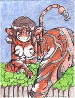 drawing giantess nude furry anthro color brunette posing forest tigress hybrid scorpion_tail ksapphire8989