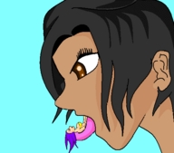 drawing giantess vore color brunette brown_eyes animation shrunken_woman inside_mouth swallowed slurp