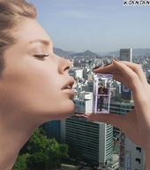 gentle giantess collage city blonde handheld love kissing skyscraper phone_booth