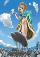 drawing giantess feet city mega blonde color long_hair destruction bra soles low_angle brown_eyes socks ponytail foot_crush legs cruel dirty_soles eichikei point_of_view dirty_socks tabi_socks toky_sky_tree oda_nobuna oda_nobuna_no_yabou dirty_tabi
