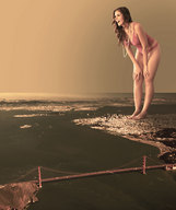 collage landscape giga city barefoot water brunette underwear smiling bay sky sunset necklace golden_gate_bridge