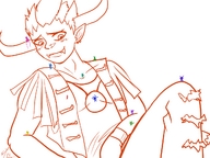 drawing gentle micro blushing horns giant fangs shrunken_people body_exploration homestuck twisted_persona rufioh_nitram