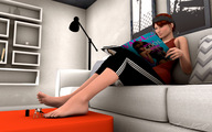 barefoot red_hair painting_nails shrunken_women sorenzer0 digital_render