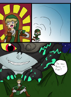 comic color fang shrunken midna shrunken_man grass night looking_at_tiny twilight_princess the_legend_of_zelda link_(the_legend_of_zelda)