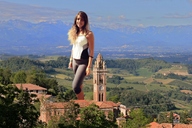 giantess collage landscape buildings brunette smiling mountains outdoors looking_at_viewer giulio_10