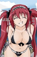 drawing giantess city mega color destruction helicopter smiling red_hair closed_eyes hank88 airi queens_blade