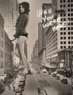 giantess feet monochrome butt barefoot underwear smiling legs foot_print people vehicles between_buildings susan_coffey ps3_has_no_games