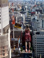 giantess collage city barefoot helicopter soles brunette dress lying_down skyscraper streets crlvr downward_angle