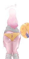 drawing giantess panties color socks unaware nosebleed from_below zoom slime_girl between_buttcheeks justagiant