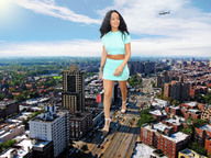 giantess collage city high_heels buildings helicopter wonderslug walking foot_print streets dark_skin sky rihanna vehicle_crush