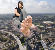 giantess crush collage city barefoot brunette streets
