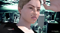 city mega blonde uniform cruel finger_crush between_fingers mole looking_at_tiny digital_render silentstepgts