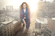 giantess collage city red_hair skyscraper streets curly_hair