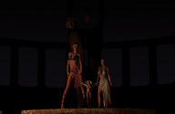 giantess size_difference clothed mini_giantess legs amazon giantesses two_piece redfiredog digital_render ritual coronation