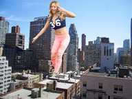 giantess collage city blonde cleavage wonderslug belly walking looking_down sky jordan_carver between_buildings