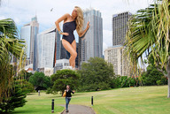 breasts giantess collage city mega blonde helicopter park wonderslug legs running skyscraper sydney necklace leotard bracelet hands_on_hips sheridyn_fisher