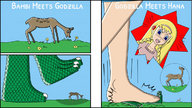 drawing crush mega comic angry godzilla outdoors sky deer