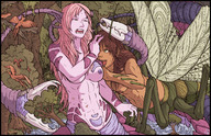 breasts drawing karbo nude color felarya monster giantesses forest nom string-fountain insect_girl