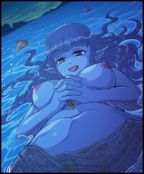 breasts drawing giantess karbo nude small_man color water mermaid anko licking_lips commission daiyokai-sama