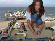 collage feet small_man beach ocean brunette kneeling hand shrunken_people sand captured pier spectators lowerrider event eliska_buckova