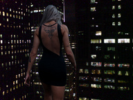 giantess collage city blonde wonderslug walking back night juliana_salimeni between_buildings behind_view city_lights tattooed