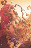 breasts drawing nipples giantess karbo nude vore color tongue cleavage kneeling fighting shrunken_people open_mouth vines league_of_legends struggling zyra thorns carnivorus_plant