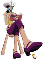 giantess collage feet black_hair nico_robin one_piece reading luffy no_background