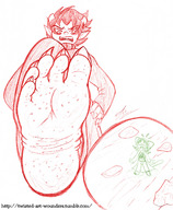 drawing horns comic giant barefoot dirty_soles point_of_view looking_at_victim homestuck twisted_persona karkat_vantas nepeta_leijon