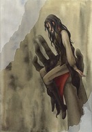 drawing long_hair handheld shrunken_woman no_background long_boots