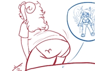 drawing monochrome color butt looming shrunken_woman imminent_crush homestuck vriska twisted_persona vriska_serket aradia_megido impending_butt_crush aradia