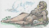 drawing blonde long_hair tree lying_down nikko servant see_through