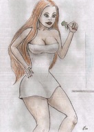 drawing giantess cleavage nipping red_hair dress nikko proposal